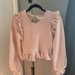 Pink Ruffled Knit Sweater NWT